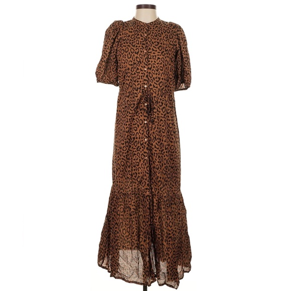 EMERSON FRY Lucy Maxi Dress Vintage Leopard Print Organic Cotton Small $188 New - Picture 3 of 14